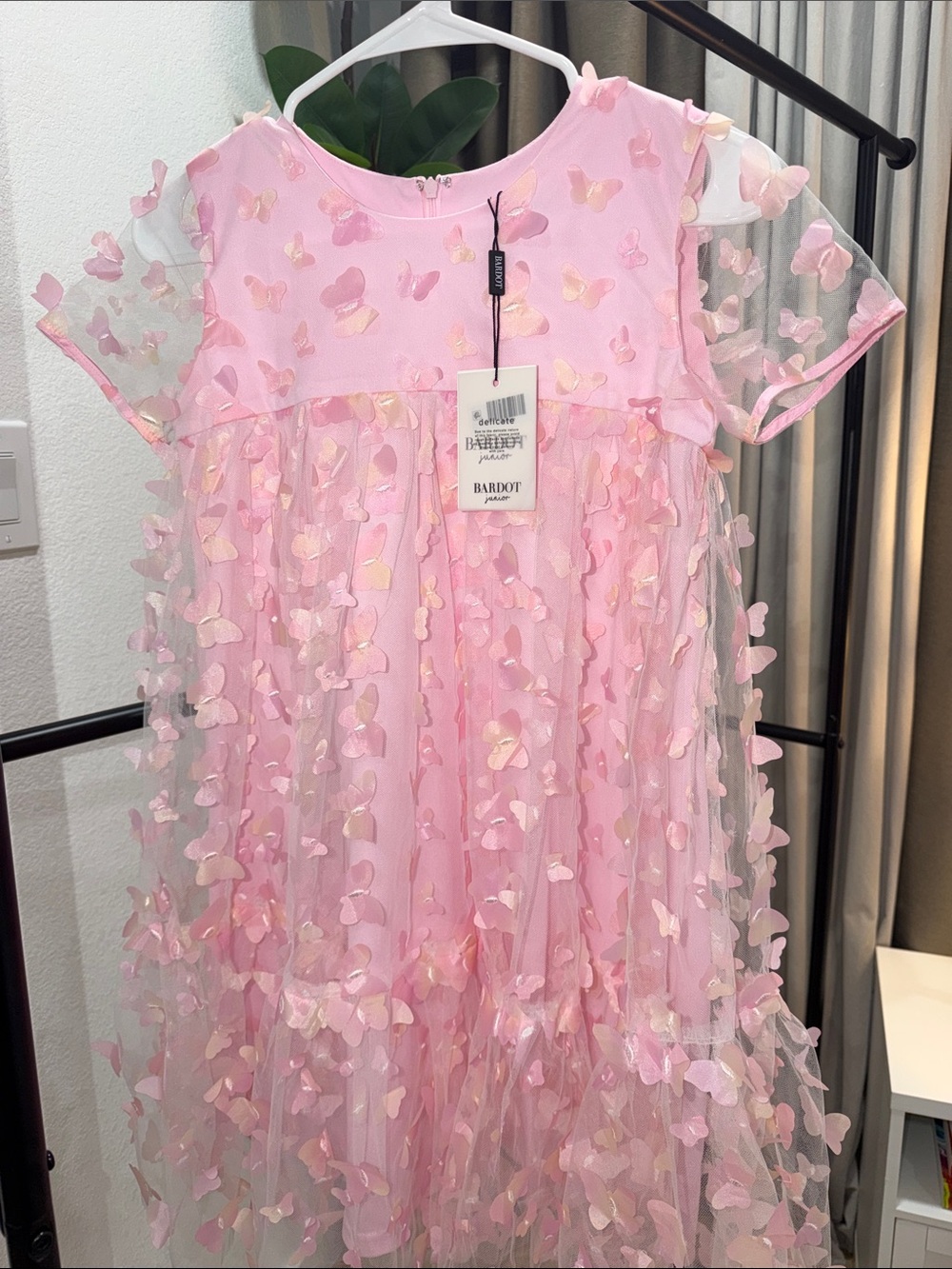 Bardot Kids Pink Butterfly Tulle Party Dress